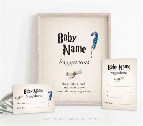 Baby Name Suggestions Harry Potter Game Printable | Wizard Baby Name Suggestions Baby Shower ...