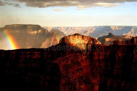 Sunset Rainbow In Grand Canyon Stock Photo Image Of Brilliant