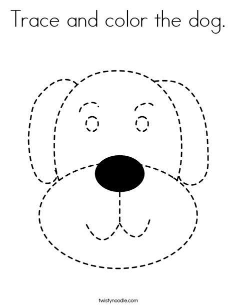 Trace And Color The Dog Coloring Page Twisty Noodle Dog Coloring