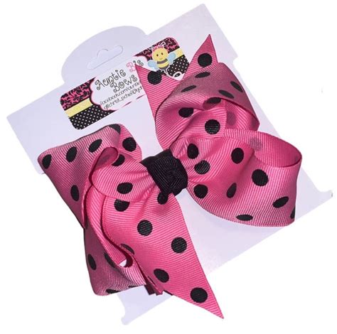 Pink And Black Polka Dot Boutique Hair Bow 4 Etsy
