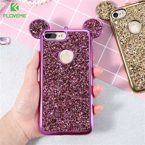 Floveme Glitter Cover For Iphone 6 6s Plus Iphone 7 8 Plus X Phone Case Cute 3d Mickey Mouse