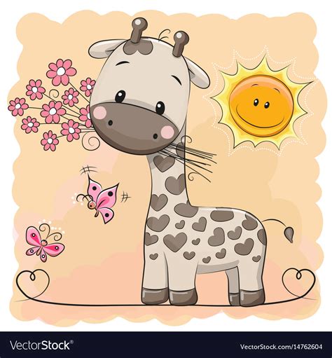 Giraffe With Flowers And Butterflies Royalty Free Vector