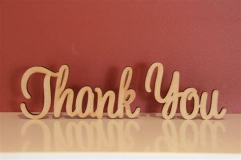 10cm Tall Freestanding Wooden Word Phrase Thank You Wooden Words