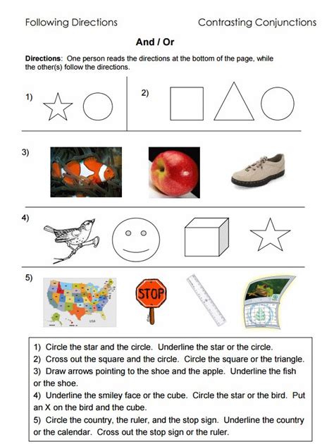 Following 2 Step Directions Worksheet