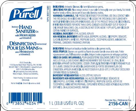 Purell Instant Hand Sanitizer With Moisturizers And Vitamin E