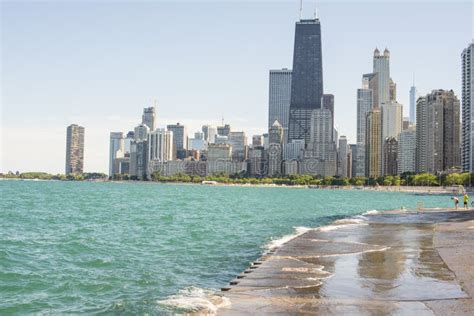 Summer Along Chicago S Waterfront With City Skyline Editorial Stock