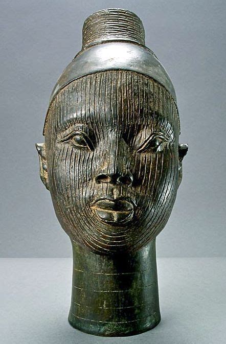 Antique Yoruba Nigeria African Female Bronze Sculptor Bust Head