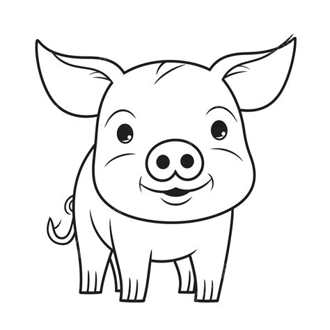 Cute Cartoon Pig Coloring Page Outline Sketch Drawing Vector Car