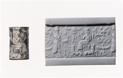 Cylinder Seal And Modern Impression Royal Worshiper Before A God On A