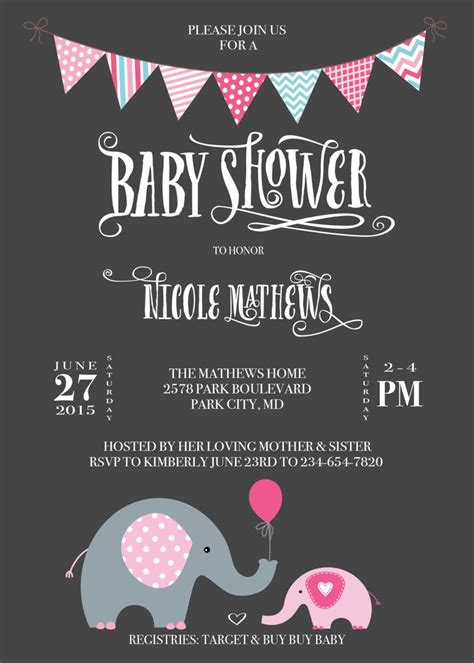 Printable Baby Shower Invitation Card Digital Download Etsy