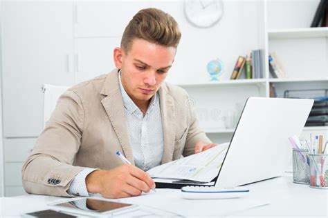 Frustrated Manager Doing Paperwork At Office Stock Image Image Of