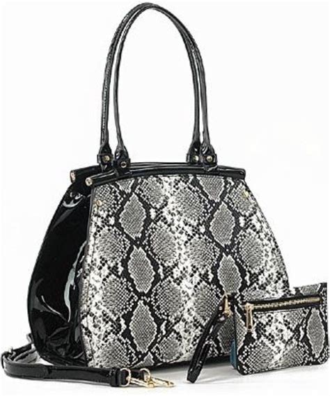Black Elegant Snakeskin Handbag Snake Skin Handbag Sleek Fashion