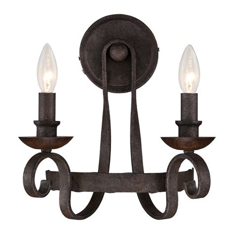 Free shipping and free returns* on wall sconces. Quoizel Noble 11.5-in W 2-Light Rustic black Candle Wall ...