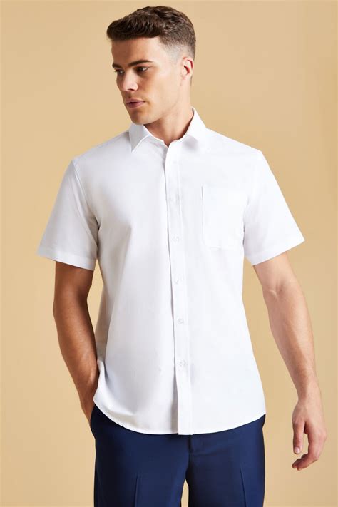Men S Short Sleeve Cotton Rich Oxford Shirt White Simon Jersey