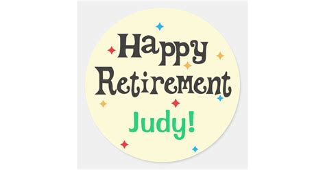 Happy Retirement Party Custom Name Classic Round Sticker Zazzle