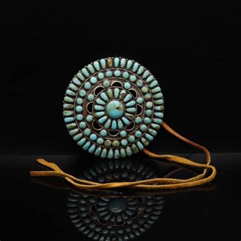 Pendant Pin Navajo Turquoise Petit Point And Silver Sterling By Larry