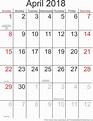 April 2018 printable calendar template - Printable Blank Calendar.org