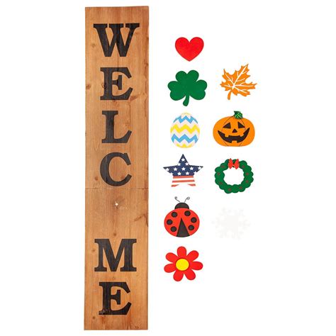 Wood Interchangeable Welcome Sign With Holiday Magnets Miles Kimball