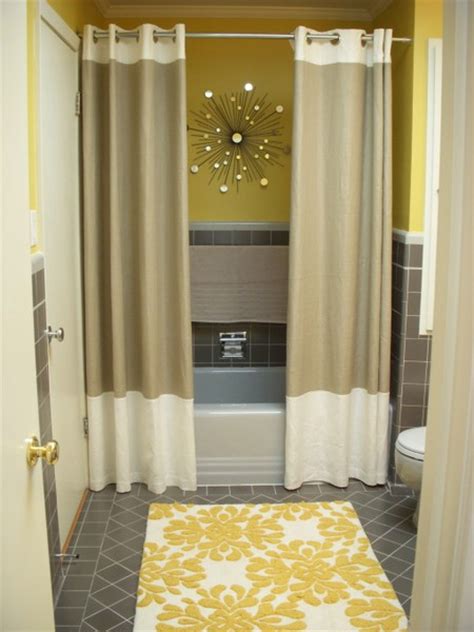 Trade a sliding shower door or tub for a paneled shower to make your bathroom feel so much more spacious. Quick Tip: Shower Curtains — Sarah Catherine Design