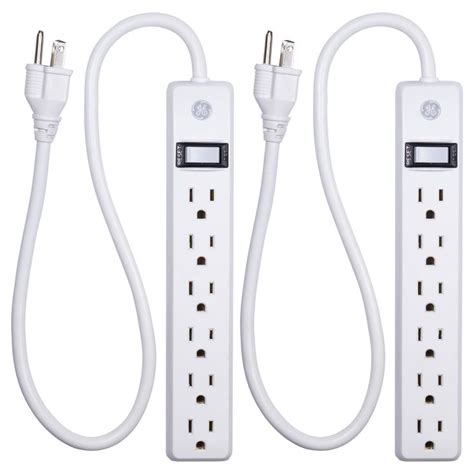 Ge 6 Outlet Power Strip 2 Pack 2 Ft Extension Cord Onoff Switch