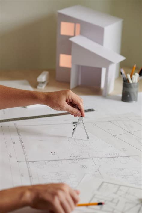 Civil Engineer Working On Blueprint Stock Photo Image Of Building