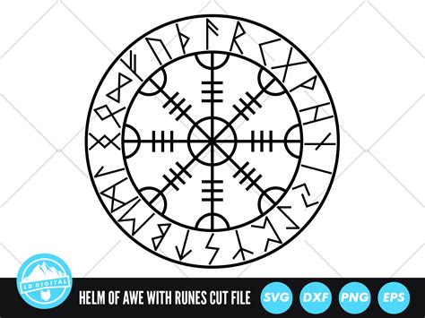 Helm Of Awe With Runes Svg Aegishjalmr Graphic By Lddigital