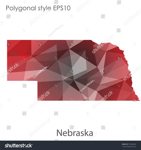Nebraska State Map In Geometric Polygonalmosaic Royalty Free Stock