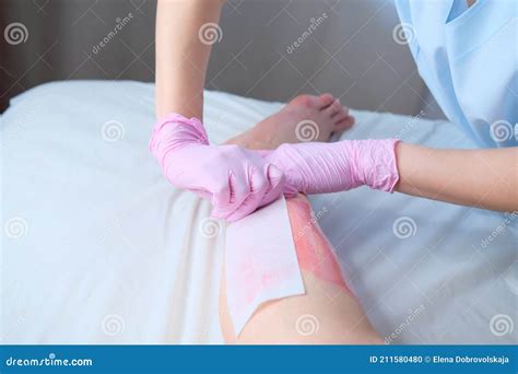 Waxing Salon or Spa. Hair Removal Using Wax Stock Photo - Image of