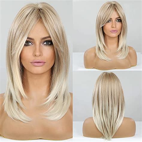 Haircube Long Blonde Wigs For Women Synthetic Hair Shoulder Length Wig With Fringe