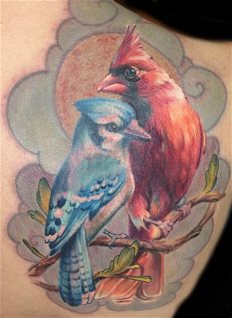 Cardinal And Blue Jay Tattoo By Lalo Yunda Tattoos