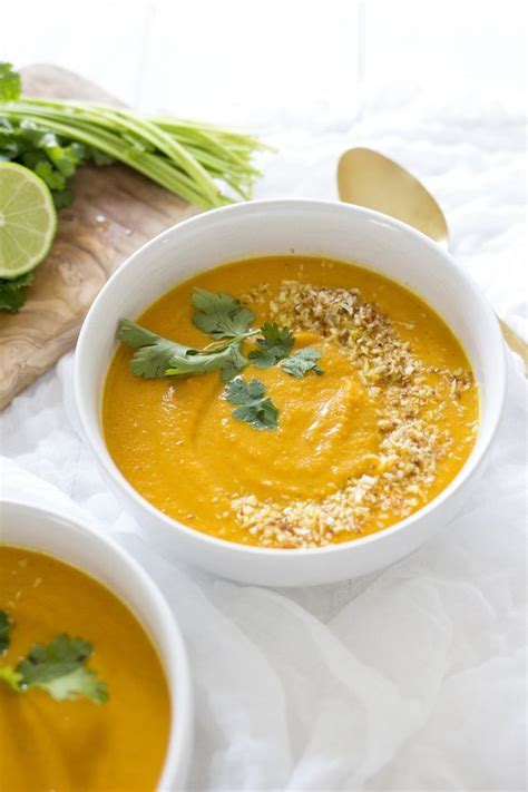 Curried Coconut Carrot Soup Carrot Soup Recipes Food