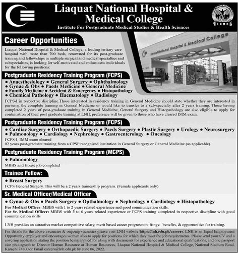 Liaquat National Hospital Medical College Jobs May 2022