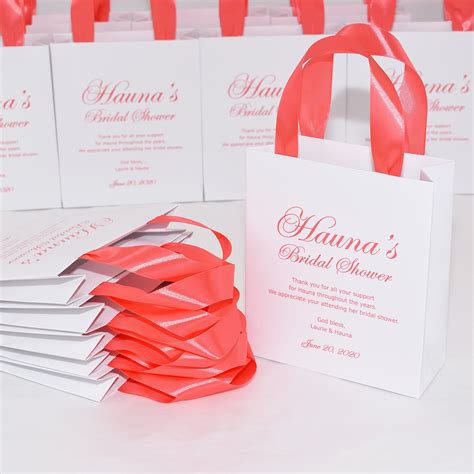 25 Bridal Shower T Bags With Coral Satin Ribbon Handles And Etsy
