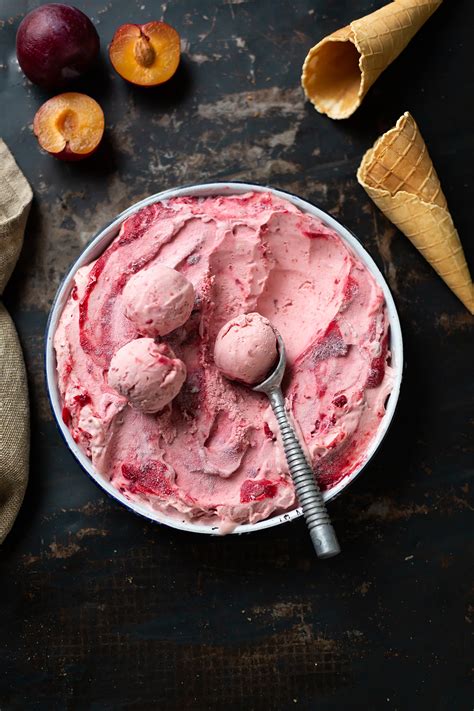 Roast Plum Ice Cream With Cinnamon And Bay Recipe Drizzle And Dip