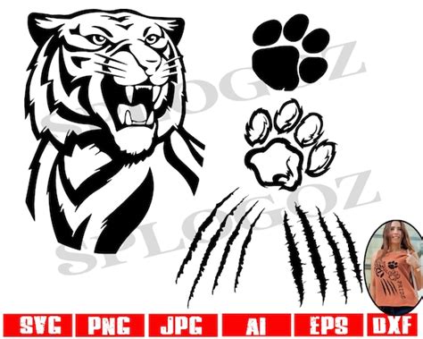 Tiger Svg 4 Pack Tigers Svgs Tiger Mascot Cut File SVG Etsy