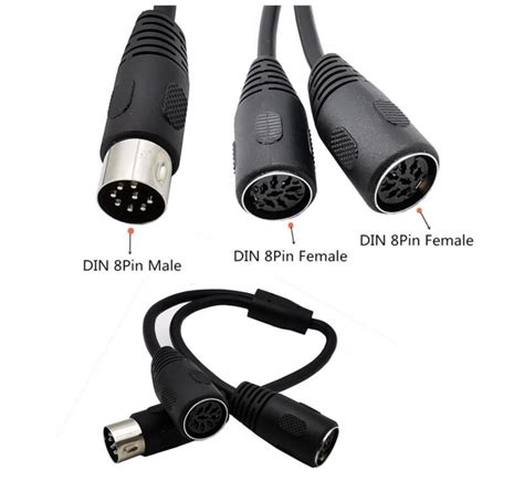 Midi Din 8 Pin Din Male To Dual 8pin Female Y Splitter Audio Video
