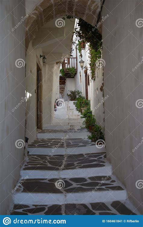 Naxos Island Old Village Lane Cyclades Greece Stock Image Image Of