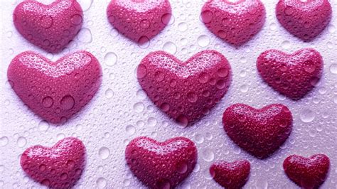 Fondos De Pantalla Corazones De Amor Rosa Gotas De Agua Diseño