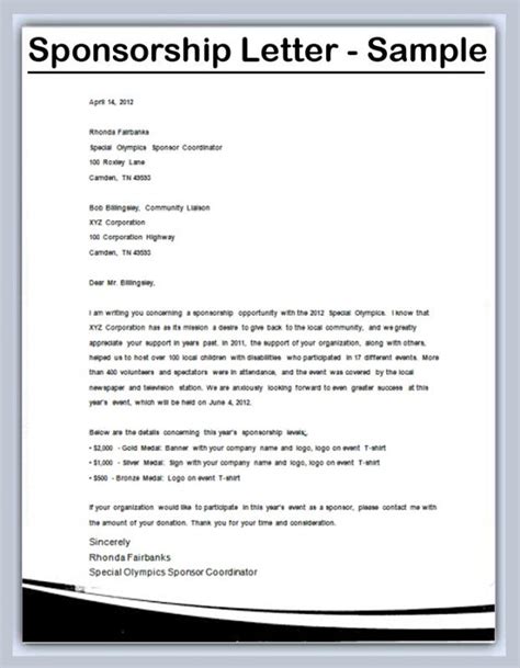 How To Write An Effective Sponsorship Letter Free Sample Example And Format Templates