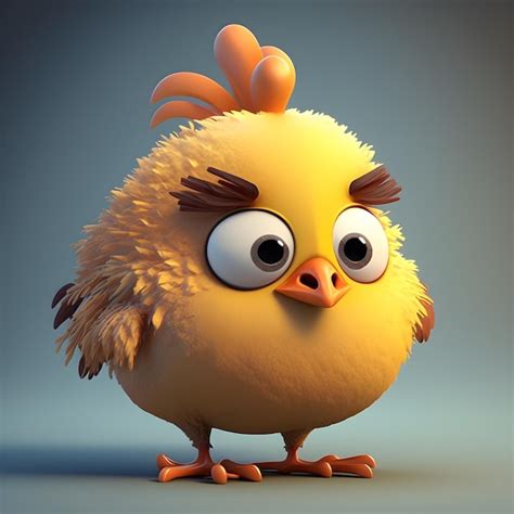 Premium Photo Super Cute Little Hen Rendered In The Style Of Pixar Cartoon Generative Ai