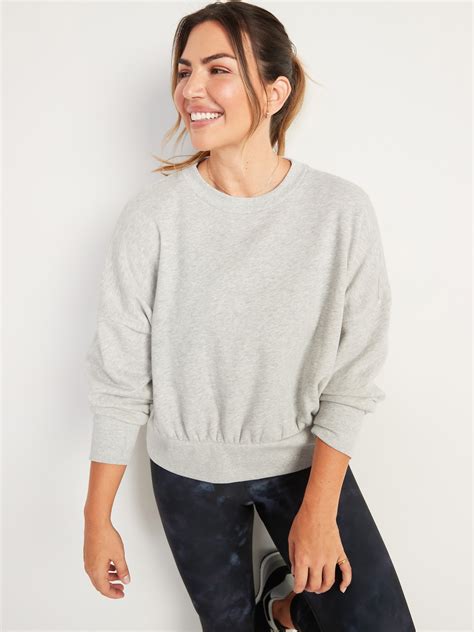 Loose Crew Neck Cropped Sweatshirt For Women Old Navy