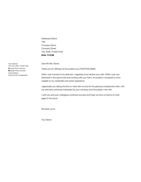 Valid How To Turn Down A Job Interview Sample Letter Job Rejection
