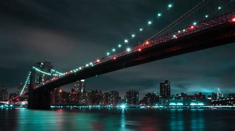 4k Bridge Night City Lights Wallpaper 3840x2160