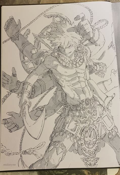 Midorynn On Twitter Inktober Day 12 Bakugou Katsuki Asura Hindu