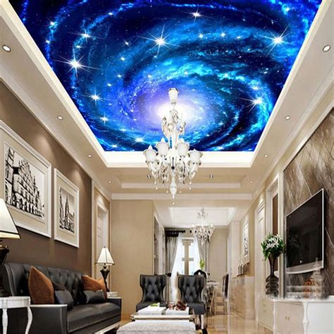 Custom 3d Photo Wallpaper Galaxy Stars Ceiling Fresco Art Wall Etsy