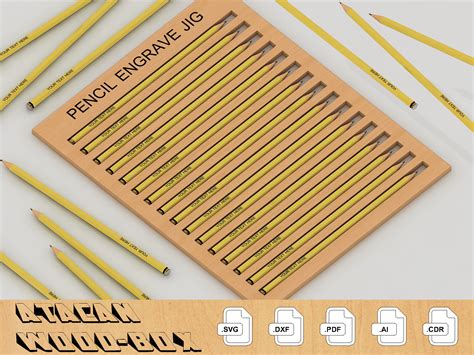 Laser Cut Pencil Jig Engraving Pencils Illustration Par Atacanwoodbox