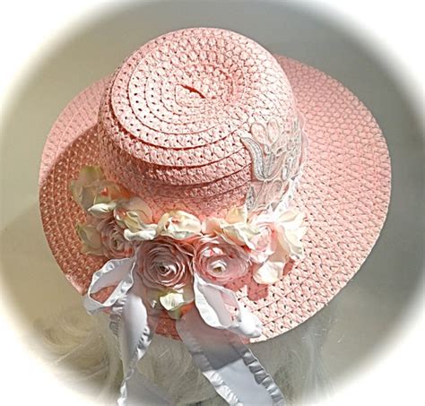 Girls Easter Bonnet Pink And White Tea Party Hats By Marcellefinery
