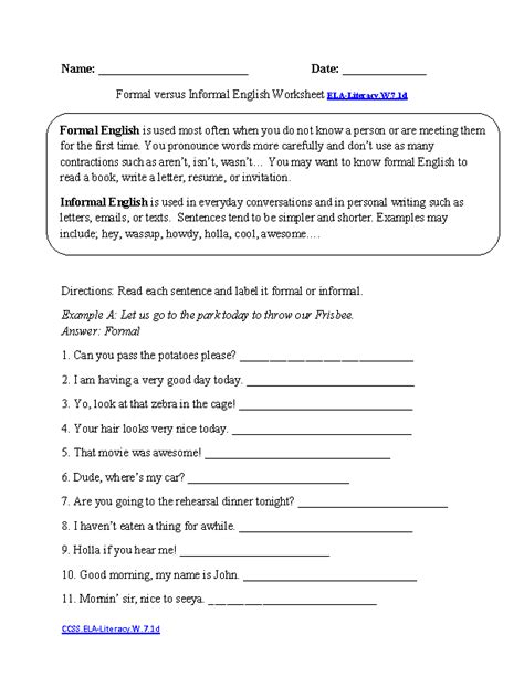 Free 7th Grade Writing Worksheets