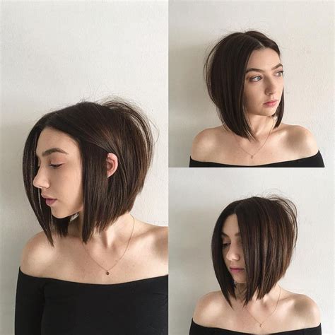Sexy Blunt Razor Cut Bob With Center Part And Brunette Color The
