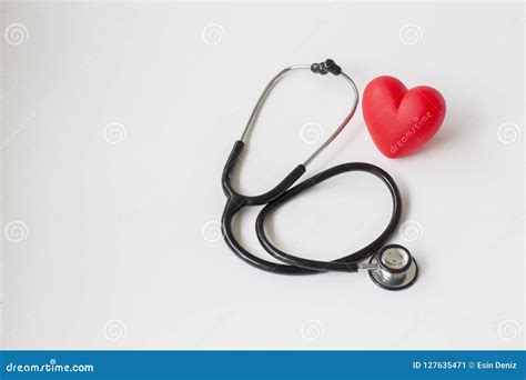 Stethoscope And Red Heart Stock Image Image Of Heart 127635471